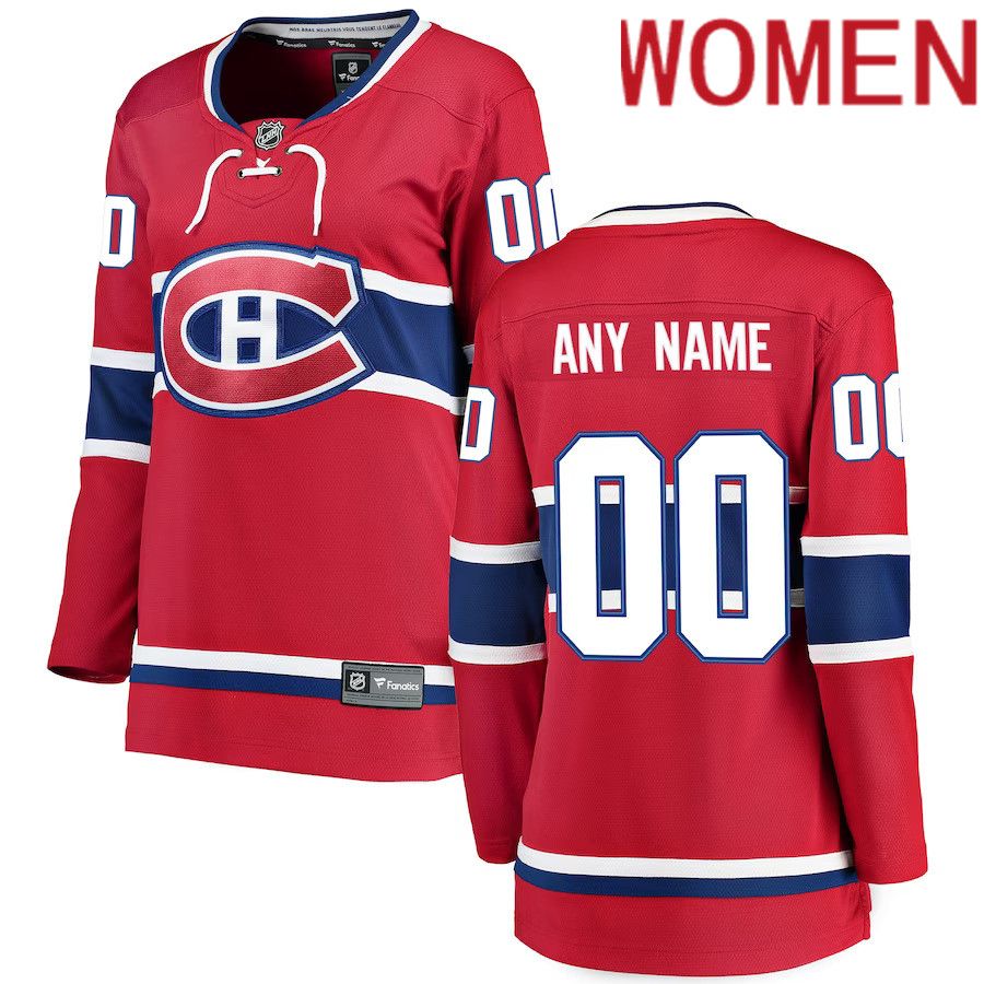 Women Montreal Canadiens Fanatics Branded Red Home Breakaway Custom NHL Jersey->women nhl jersey->Women Jersey